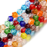 Transparent Glass Beads Strands, Faceted, Bicone, Colorful, 4x4mm, Hole: 0.8mm, about 82~85pcs/strand, 30.5~31cm, 10Strand/Set