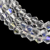 Transparent Electroplate Glass Beads Strands, AB Color Plated, Faceted, Bicone, Clear AB, 4x4mm, Hole: 0.8mm, about 82~85pcs/strand, 30.5~31cm, 10Strand/Set