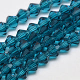 Imitate Austrian Crystal Bicone Glass Beads Strands, Grade AA, Faceted, Steel Blue, 4x4mm, Hole: 1mm, about 82~85pcs/strand, 30.5~31cm, 10Strand/Set