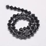 Imitate Austrian Crystal Bicone Glass Beads Strands, Grade AA, Faceted, Black, 4x4mm, Hole: 1mm, about 82~85pcs/strand, 30.5~31cm, 10Strands/Set