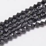 Imitate Austrian Crystal Bicone Glass Beads Strands, Grade AA, Faceted, Black, 4x4mm, Hole: 1mm, about 82~85pcs/strand, 30.5~31cm, 10Strands/Set