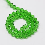 Imitate Austrian Crystal Bicone Glass Beads Strands, Grade AA, Faceted, Spring Green, 4x4mm, Hole: 1mm, about 82~85pcs/strand, 30.5~31cm, 10Strand/Set