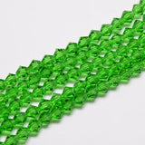 Imitate Austrian Crystal Bicone Glass Beads Strands, Grade AA, Faceted, Spring Green, 4x4mm, Hole: 1mm, about 82~85pcs/strand, 30.5~31cm, 10Strand/Set