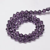 Imitate Austrian Crystal Bicone Glass Beads Strands, Grade AA, Faceted, Purple, 4x4mm, Hole: 1mm, about 82~85pcs/strand, 30.5~31cm, 10Strand/Set