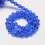 Imitate Austrian Crystal Bicone Glass Beads Strands, Grade AA, Faceted, Blue, 4x4mm, Hole: 1mm, about 82~85pcs/strand, 30.5~31cm, 10Strand/Set