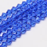 Imitate Austrian Crystal Bicone Glass Beads Strands, Grade AA, Faceted, Blue, 4x4mm, Hole: 1mm, about 82~85pcs/strand, 30.5~31cm, 10Strand/Set