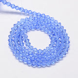 Imitate Austrian Crystal Bicone Glass Beads Strands, Grade AA, Faceted, Light Blue, 4x4mm, Hole: 1mm, about 82~85pcs/strand, 30.5~31cm, 10Strand/Set