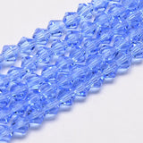 Imitate Austrian Crystal Bicone Glass Beads Strands, Grade AA, Faceted, Light Blue, 4x4mm, Hole: 1mm, about 82~85pcs/strand, 30.5~31cm, 10Strand/Set