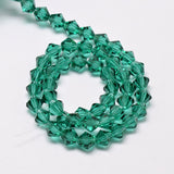 Imitate Austrian Crystal Bicone Glass Beads Strands, Grade AA, Faceted, Dark Cyan, 4x4mm, Hole: 1mm, about 82~85pcs/strand, 30.5~31cm, 10Strand/Set