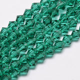 Imitate Austrian Crystal Bicone Glass Beads Strands, Grade AA, Faceted, Dark Cyan, 4x4mm, Hole: 1mm, about 82~85pcs/strand, 30.5~31cm, 10Strand/Set