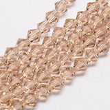 Imitate Austrian Crystal Bicone Glass Beads Strands, Grade AA, Faceted, PeachPuff, 4x4mm, Hole: 1mm, about 82~85pcs/strand, 30.5~31cm, 10Strand/Set