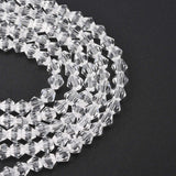 Imitate Austrian Crystal Bicone Glass Beads Strands, Grade AA, Faceted, Clear, 4x4mm, Hole: 1mm, about 82~85pcs/strand, 30.5~31cm, 10Strands/Set