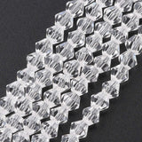 Imitate Austrian Crystal Bicone Glass Beads Strands, Grade AA, Faceted, Clear, 4x4mm, Hole: 1mm, about 82~85pcs/strand, 30.5~31cm, 10Strands/Set