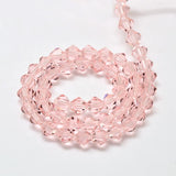 Imitate Austrian Crystal Bicone Glass Beads Strands, Grade AA, Faceted, Pink, 4x4mm, Hole: 1mm, about 82~85pcs/strand, 30.5~31cm, 10Strand/Set