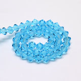 Imitate Austrian Crystal Bicone Glass Beads Strands, Grade AA, Faceted, Deep Sky Blue, 4x4mm, Hole: 1mm, about 82~85pcs/strand, 30.5~31cm, 10Strand/Set