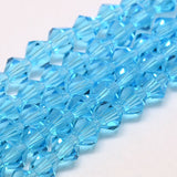 Imitate Austrian Crystal Bicone Glass Beads Strands, Grade AA, Faceted, Deep Sky Blue, 4x4mm, Hole: 1mm, about 82~85pcs/strand, 30.5~31cm, 10Strand/Set