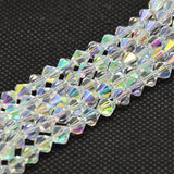 Imitate Austrian Crystal Electroplate Bicone Glass Bead Strands, AB Color Plated, Grade AA, Faceted, AB Color Plated, 4~4.5x4mm, Hole: 1mm, about 82~85pcs/strand, 30.5~31cm, 10Strands/Set