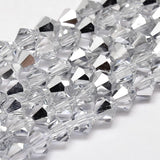 Imitate Austrian Crystal Electroplate Bicone Glass Faceted Bead Strands, Half Platinum Plated, Grade AA, Platinum Plated, 4x4mm, Hole: 1mm, about 82~85pcs/strand, 30.5~31cm, 10Strand/Set