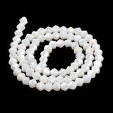 Opaque Solid Color Electroplate Glass Beads Strands, AB Color Plated, Faceted, Bicone, White, 4x4mm, Hole: 0.8mm, about 82~85pcs/strand, 30.5~31cm, 10Strand/Set