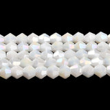 Opaque Solid Color Electroplate Glass Beads Strands, AB Color Plated, Faceted, Bicone, White, 4x4mm, Hole: 0.8mm, about 82~85pcs/strand, 30.5~31cm, 10Strand/Set