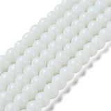 Opaque Solid Color Glass Round Beads Strands, Grade AA, White, 8mm, Hole: 1mm, about 40pcs/strand, 12 inch, 10Strand/Set