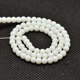 Opaque Solid Color Glass Round Beads Strands, Grade AA, White, 8mm, Hole: 1mm, about 40pcs/strand, 12 inch, 10Strand/Set