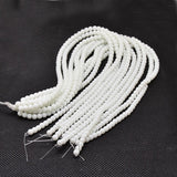 Opaque Solid Color Glass Round Beads Strands, Grade AA, White, 8mm, Hole: 1mm, about 40pcs/strand, 12 inch, 10Strand/Set