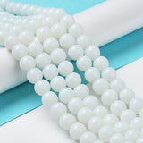 Opaque Solid Color Glass Round Beads Strands, Grade AA, White, 8mm, Hole: 1mm, about 40pcs/strand, 12 inch, 10Strand/Set