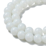 Opaque Solid Color Glass Round Beads Strands, Grade AA, White, 8mm, Hole: 1mm, about 40pcs/strand, 12 inch, 10Strand/Set