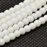 Opaque Solid Color Glass Round Beads Strands, Grade AA, White, 8mm, Hole: 1mm, about 40pcs/strand, 12 inch, 10Strand/Set