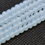 Round Opalite Beads Strands, Grade AA, White, 8mm, Hole: 1mm, about 50pcs/strand, 15 inch, 10Strands/Set