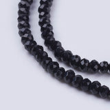 Opaque Solid Color Glass Bead Strands, Imitation Jade, Faceted, Rondelle, Black, 2.9~3.3x2mm, Hole: 0.8mm, about 145~150pcs/strand, 34~35cm, 10Strand/Set