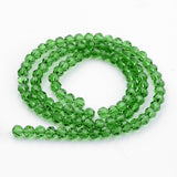 Transparent Glass Bead Strands, Imitate Austrian Crystal, Faceted(32 Facets), Round, Lime Green, 4mm, Hole: 1mm, about 87~93pcs/strand, 32~33cm, 10Strand/Set