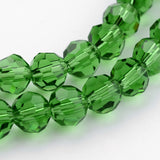 Transparent Glass Bead Strands, Imitate Austrian Crystal, Faceted(32 Facets), Round, Lime Green, 4mm, Hole: 1mm, about 87~93pcs/strand, 32~33cm, 10Strand/Set