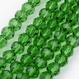 Transparent Glass Bead Strands, Imitate Austrian Crystal, Faceted(32 Facets), Round, Lime Green, 4mm, Hole: 1mm, about 87~93pcs/strand, 32~33cm, 10Strand/Set