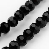 Transparent Glass Bead Strands, Imitate Austrian Crystal, Faceted(32 Facets), Round, Black, 4mm, Hole: 1mm, about 87~93pcs/strand, 32~33cm, 10Strands/Set