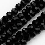 Transparent Glass Bead Strands, Imitate Austrian Crystal, Faceted(32 Facets), Round, Black, 4mm, Hole: 1mm, about 87~93pcs/strand, 32~33cm, 10Strands/Set