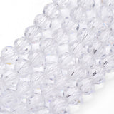 Transparent Glass Bead Strands, Imitate Austrian Crystal, Faceted(32 Facets), Round, Clear, 4mm, Hole: 1mm, about 87~93pcs/strand, 32~33cm, 10Strand/Set