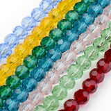 Transparent Glass Bead Strands, Imitate Austrian Crystal, Faceted(32 Facets), Round, Mixed Color, 4mm, Hole: 1mm, about 87~93pcs/strand, 32~33cm, 10Strand/Set