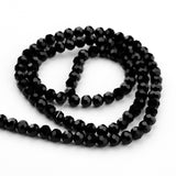 Transparent Glass Bead Strands, Imitate Austrian Crystal, Faceted(32 Facets), Round, Black, 6mm, Hole: 1mm, about 96~98pcs/strand, 20~21 inch, 10Strand/Set