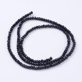 Glass Beads Strands, Faceted, Rondelle, Black, 2.9~3.3x2~2.5mm, Hole: 0.5mm, about 145~150pcs/strand, 34~35cm, 10Strand/Set