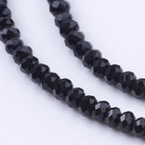 Glass Beads Strands, Faceted, Rondelle, Black, 2.9~3.3x2~2.5mm, Hole: 0.5mm, about 145~150pcs/strand, 34~35cm, 10Strand/Set