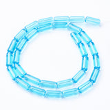 Transparent Glass Beads Strands, Tube, Mixed Color, 9x4mm, Hole: 0.5mm, about 32~33pcs/strand, 12 inch, 30Strand/Set