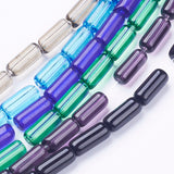 Transparent Glass Beads Strands, Tube, Mixed Color, 9x4mm, Hole: 0.5mm, about 32~33pcs/strand, 12 inch, 30Strand/Set