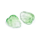 Two-Tone Transparent Glass Charms, Leaf, Lime Green, 13.5x10.5x3.5mm, Hole: 1.2mm, 100pc/Set