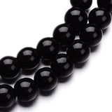 Glass Round Bead Strands, Black, 4mm, Hole: 1mm, about 75~80pcs/strand, 11 inch, 20Strands/Set