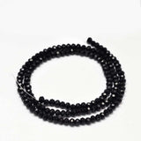 Faceted Rondelle Glass Beads Strands, Black, 3.5~3.8x2.5~3mm, Hole: 0.8mm, about 113~115pcs/strand, 32~33cm, 10Strands/Set