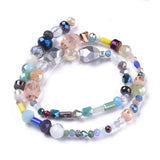 Glass Beads Strands, Faceted, Round & Oval & Rondelle & Column, Mixed Color, 2~13x2~20x2~12mm, Hole: 0.5~1mm, about 75~94pcs/strand, 15.55inch(39.5cm), 10Strand/Set