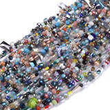 Glass Beads Strands, Faceted, Round & Oval & Rondelle & Column, Mixed Color, 2~13x2~20x2~12mm, Hole: 0.5~1mm, about 75~94pcs/strand, 15.55inch(39.5cm), 10Strand/Set