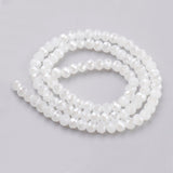 Electroplate Glass Beads Strands, Imitation Jade Glass, AB color Plated, Faceted, Rondelle, White, 6x4~5mm, Hole: 0.8~1mm, about 83~85pcs/strand, 38~39cm, 10Strands/Set